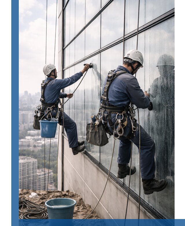 Профессиональная мойка фасадных окон альпинистами в Ессентуках