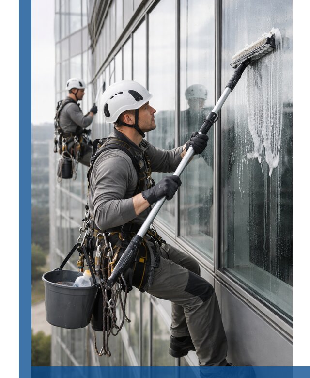 Высотная мойка сплошного остекления с выездом в Ессентуках