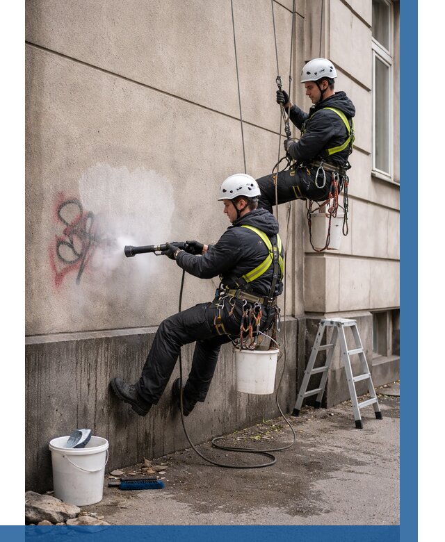 Удаление граффити с фасада в Ессентуках от 4589 р. | ВЫСОТНИК-Ссн