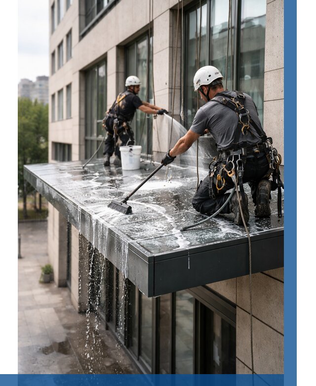 Мойка козырьков и навесов в Ессентуках от 3569 р. | ВЫСОТНИК-Ссн