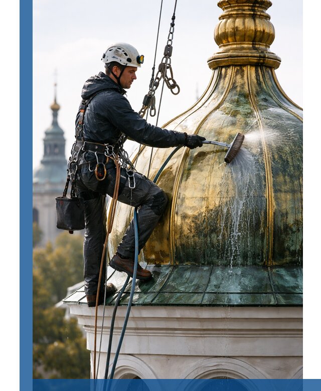 Профессиональная мойка куполов и шпилей высотными альпинистами в Ессентуках