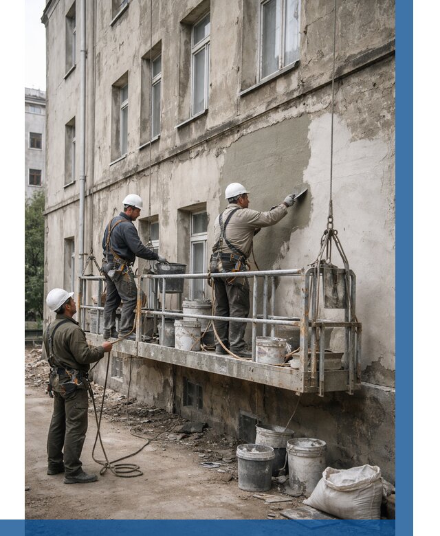 Капитальный ремонт фасада в Ессентуках от 4283 р. | ВЫСОТНИК-Ссн