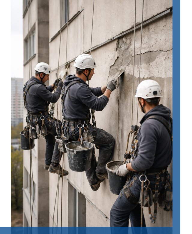 Ремонт бетонных элементов фасада в Ессентуках от 2549 р. | ВЫСОТНИК-Ссн