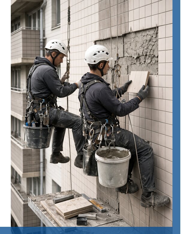 Ремонт облицовки фасада плиткой в Ессентуках от 1835 р. | ВЫСОТНИК-Ссн