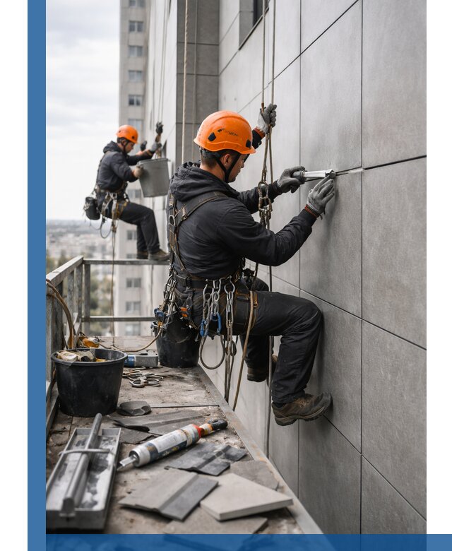 Профессиональный ремонт фасада из керамогранита в Ессентуках