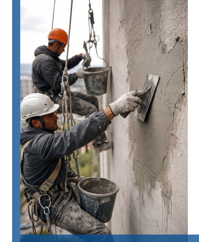 Штукатурка фасада на высоте в Ессентуках профессиональные работы