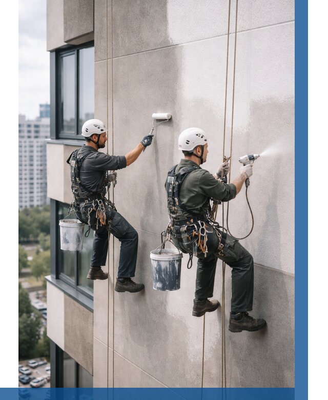 Покраска фасада альпинистами в Ессентуках от 306 р. | ВЫСОТНИК-Ссн