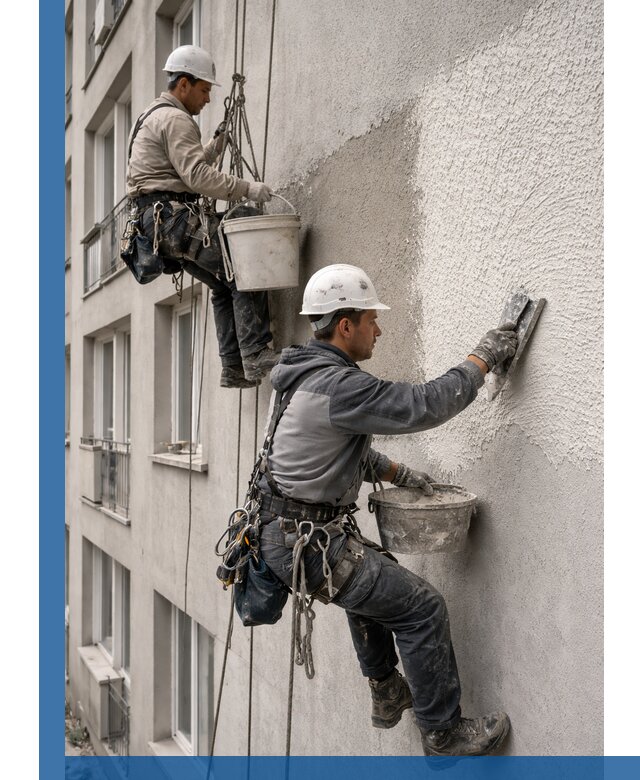 Нанесение декоративной штукатурки короед на фасад в Ессентуках