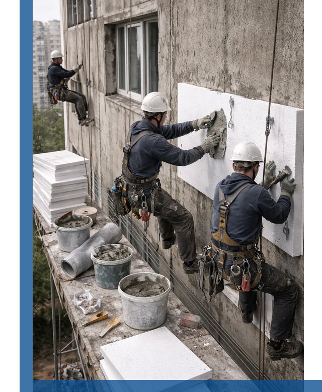 Утепление фасада пенополистиролом в Ессентуках под ключ