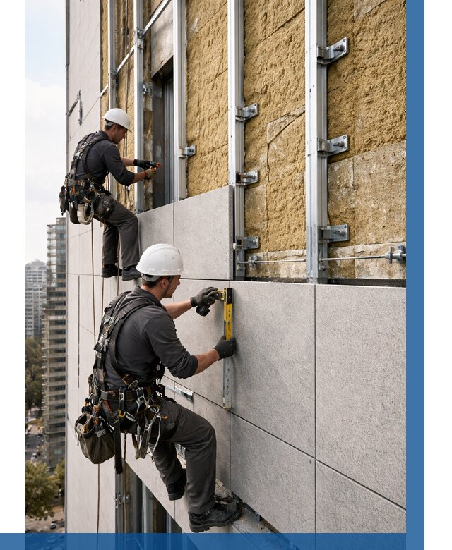 Монтаж вентилируемого фасада в Ессентуках от 3569 р. | ВЫСОТНИК-Ссн