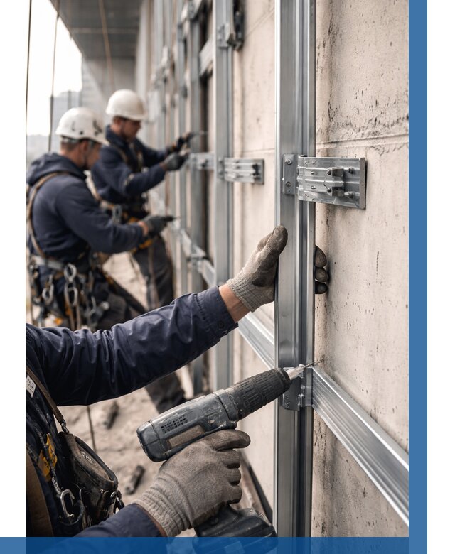 Монтаж подсистемы вентфасада в Ессентуках от 867 р. | ВЫСОТНИК-Ссн