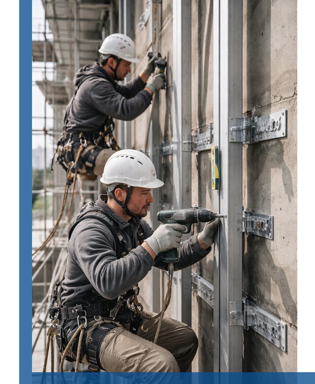 Монтаж и крепление подсистемы вентфасада в Ессентуках