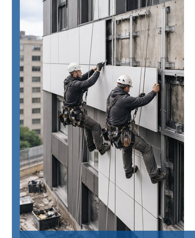 Монтаж композитных панелей фасада в Ессентуках под ключ