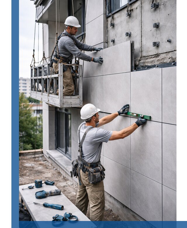 Монтаж керамогранита на фасад в Ессентуках под ключ с гарантией качества