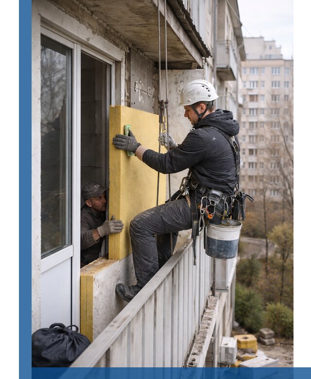 Профессиональное утепление балкона снаружи в Ессентуках под ключ