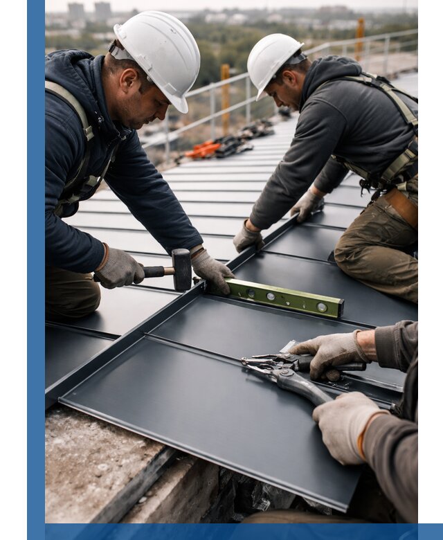 Монтаж фальцевой кровли в Ессентуках для промышленных зданий