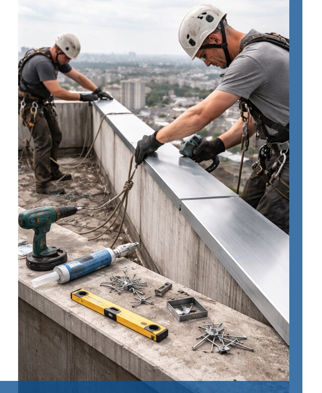 Монтаж парапетных крышек в Ессентуках от 816 р. | ВЫСОТНИК-Ссн