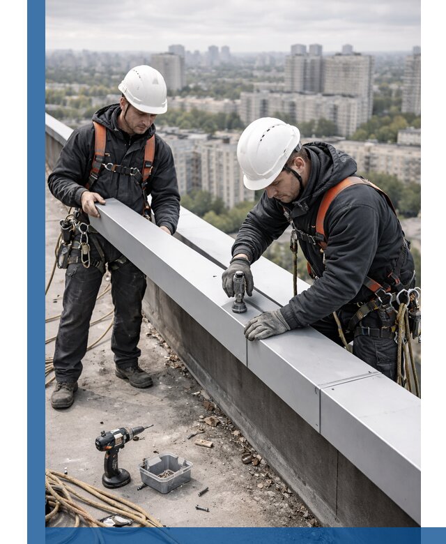 Монтаж парапетных крышек и ограждений кровли в Ессентуках