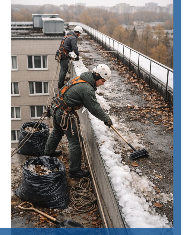 Очистка кровли по периметру в Ессентуках от 561 р. | ВЫСОТНИК-Ссн