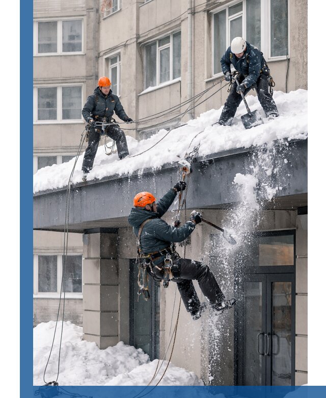 Безопасная очистка навесов от снега в Ессентуках круглогодично