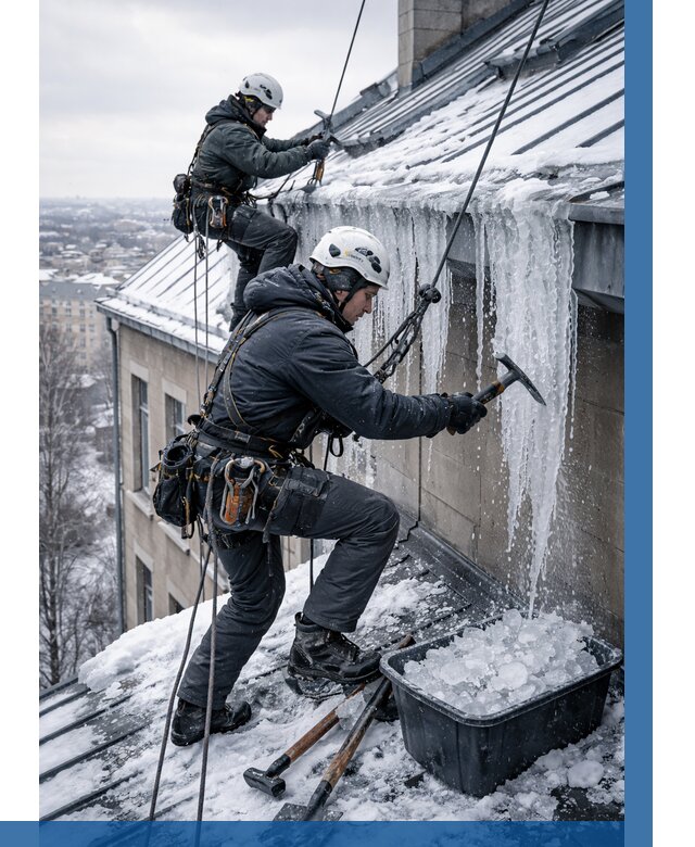 Удаление наледи с кровли в Ессентуках от 5608 р. | ВЫСОТНИК-Ссн