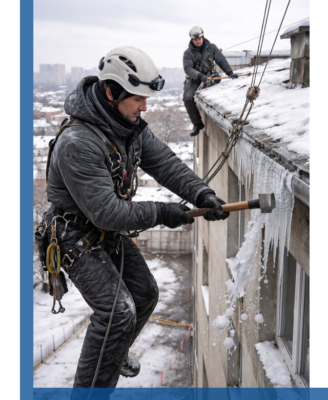 Сбивание и удаление сосулек с крыши в Ессентуках безопасно