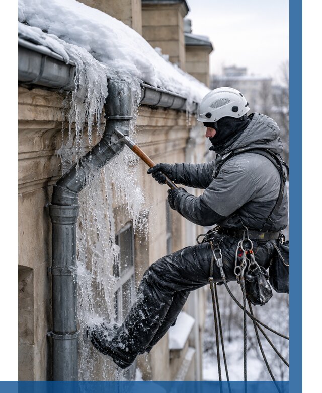 Очистка водостоков от льда в Ессентуках от 3569 р. | ВЫСОТНИК-Ссн