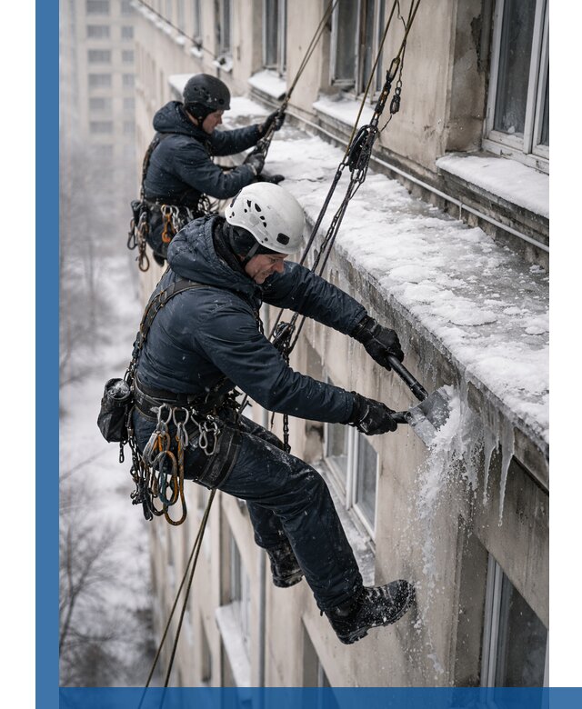 Удаление наледи и сосулек с карнизов в Ессентуках профессионально