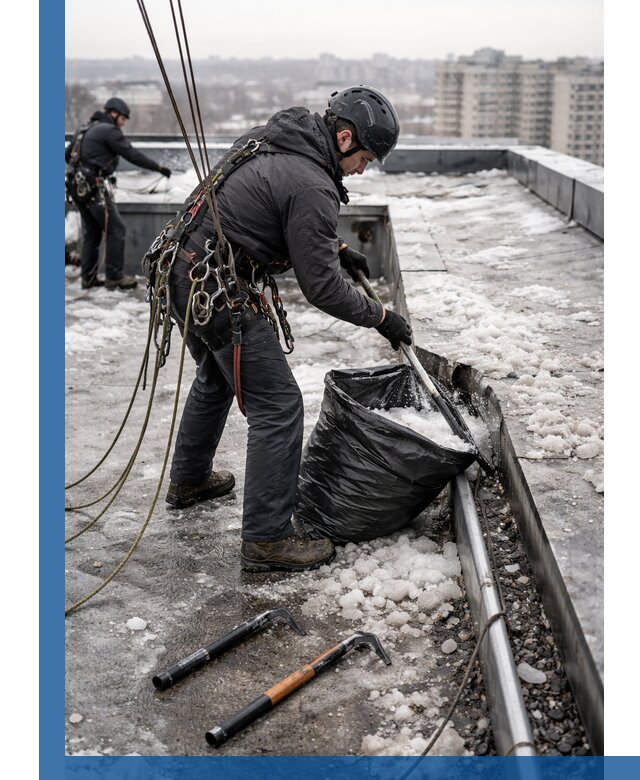 Аварийная очистка кровли в Ессентуках от промальпинистов