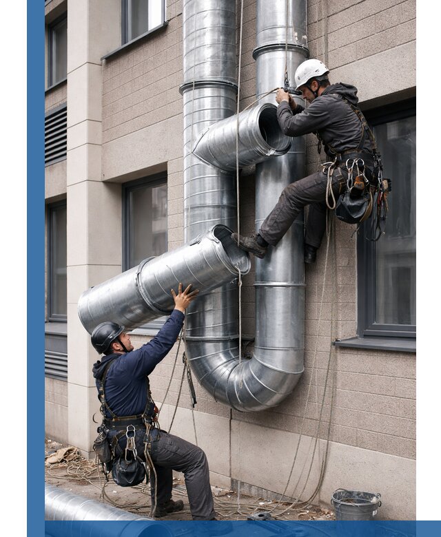 Монтаж фасадных воздуховодов в Ессентуках с герметизацией и крепежом