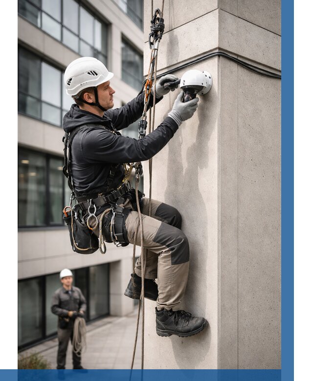 Монтаж камер видеонаблюдения на фасаде в Ессентуках от 8667 р.-ВЫСОТНИК-Ссн