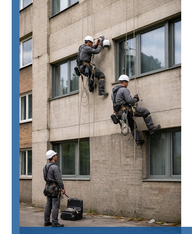 Монтаж фасадных камер видеонаблюдения в Ессентуках под ключ