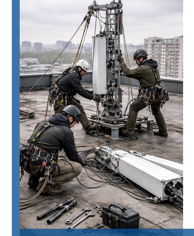 Демонтаж антенн на крыше зданий в Ессентуках с гарантией