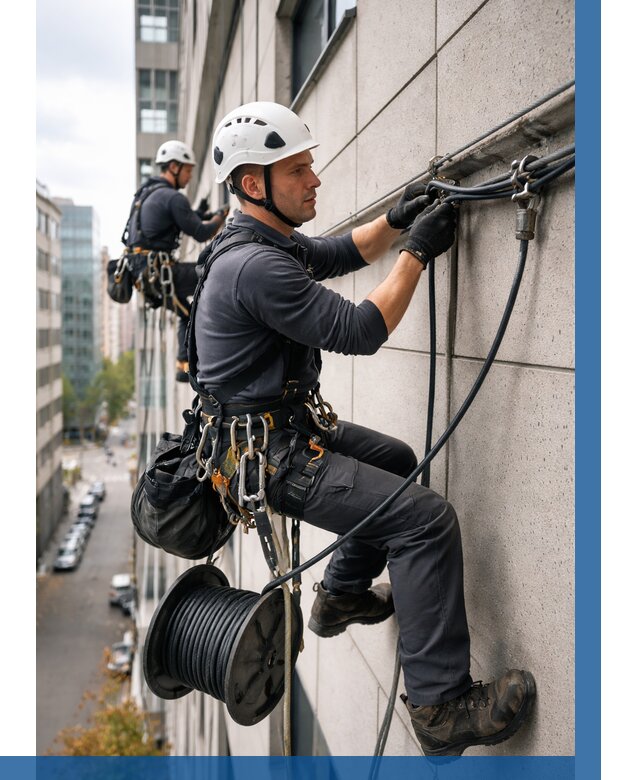 Прокладка кабеля по фасаду в Ессентуках от 357 р. | ВЫСОТНИК-Ссн