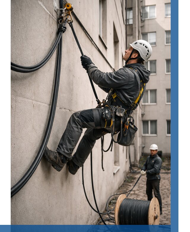 Протяжка кабеля питания на высоте в Ессентуках от 459 р. | ВЫСОТНИК-Ссн