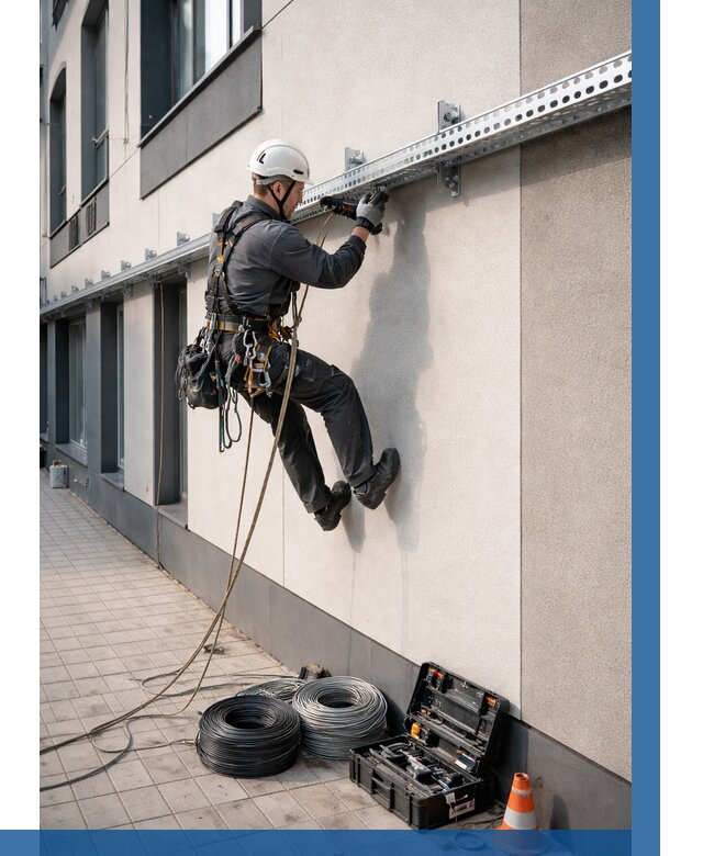 Монтаж кабельных лотков на фасаде в Ессентуках от 1224 р. | ВЫСОТНИК-Ссн