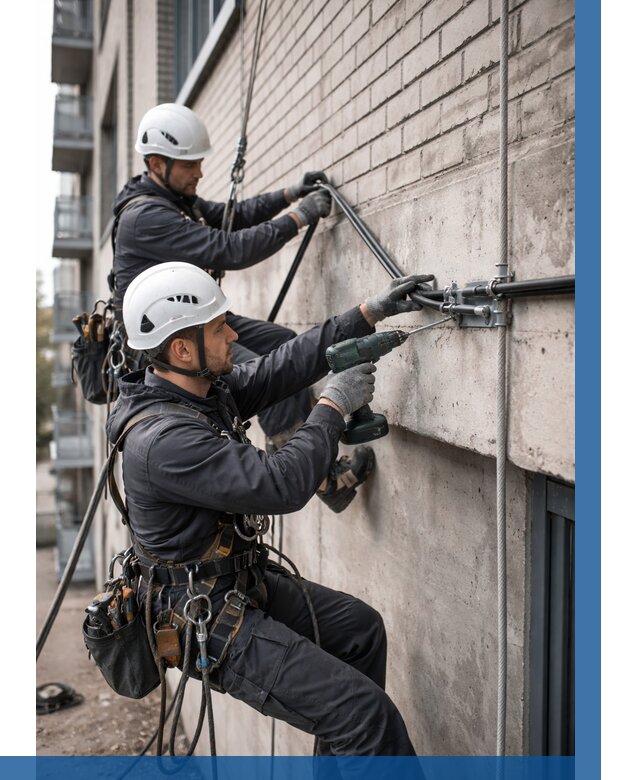 Крепление кабеля на фасаде в Ессентуках от 357 р. | ВЫСОТНИК-Ссн