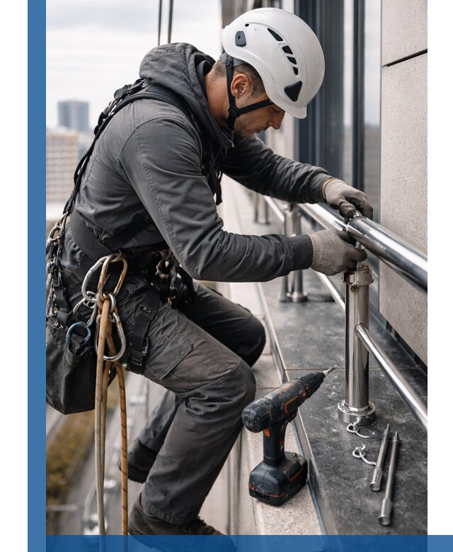 Монтаж ограждений на высоте в Ессентуках для зданий и конструкций