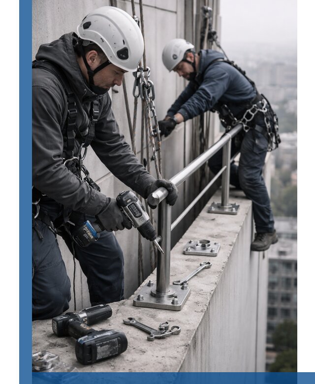 Монтаж перил на высоте в Ессентуках для жилых и промобъектов