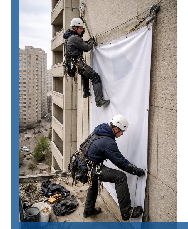 Профессиональный монтаж баннеров на фасаде в Ессентуках