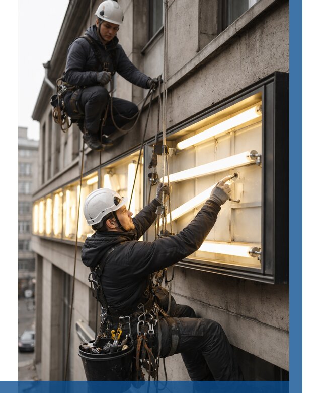 Замена ламп в вывеске в Ессентуках под ключ от 3569 р. | ВЫСОТНИК-Ссн