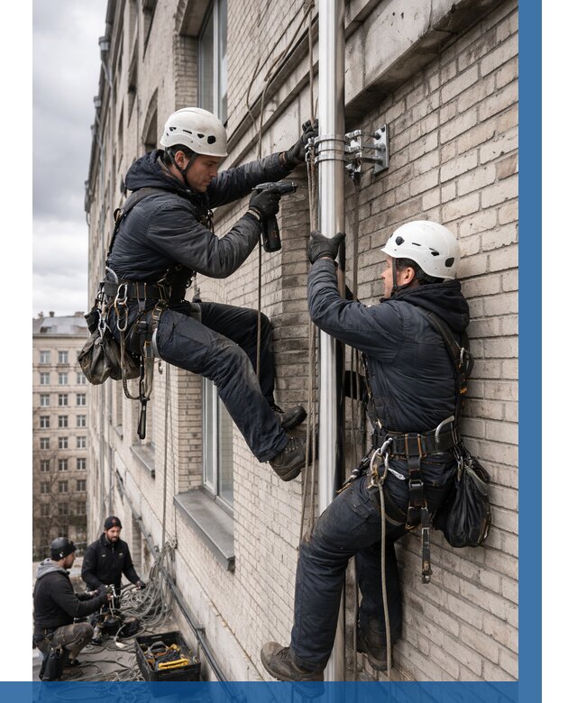 Монтаж флагштока на здании в Ессентуках от 6628 р. | ВЫСОТНИК-Ссн