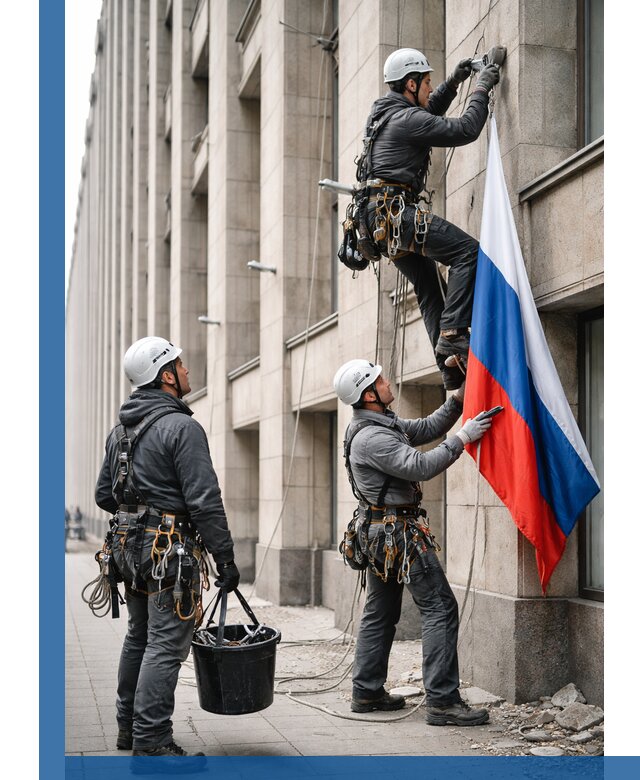 Профессиональная установка флагов на фасаде в Ессентуках