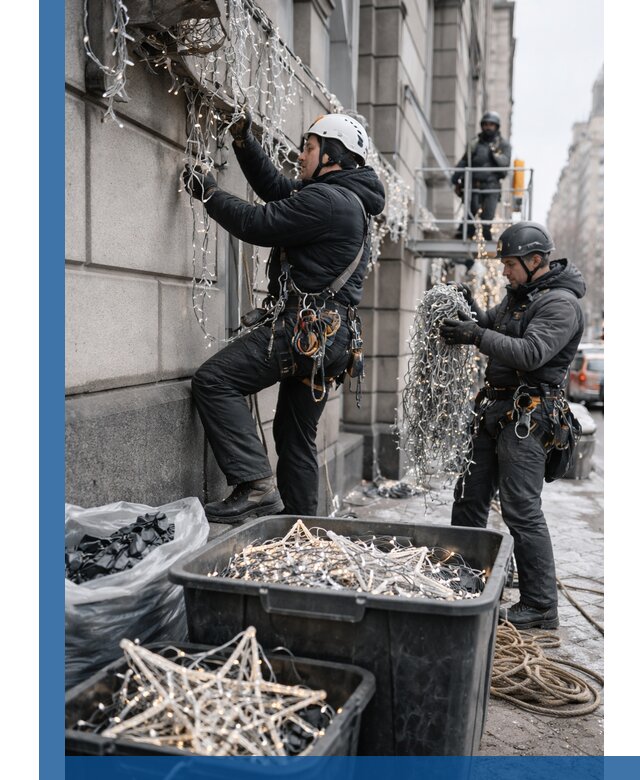 Демонтаж новогоднего оформления и гирлянд в Ессентуках