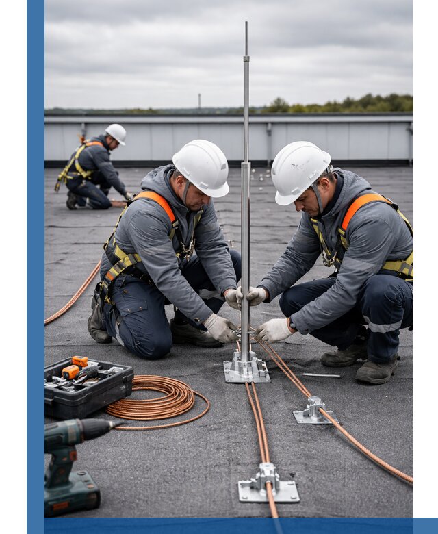 Монтаж молниезащиты на кровле в Ессентуках под ключ с гарантией