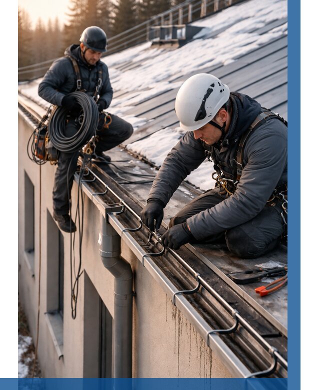 Монтаж греющего кабеля на кровле в Ессентуках от 459 р. | ВЫСОТНИК-Ссн