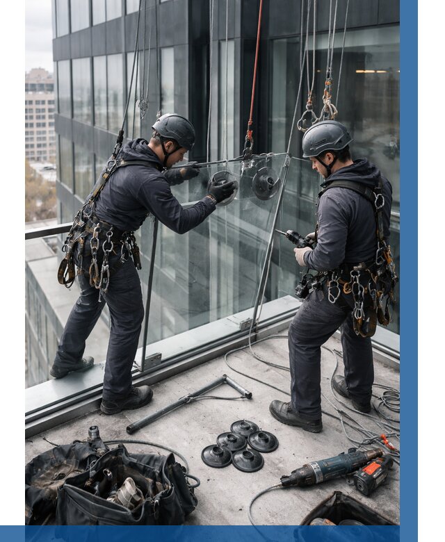 Монтаж стеклянных ограждений в Ессентуках от 2549 р. | ВЫСОТНИК-Ссн