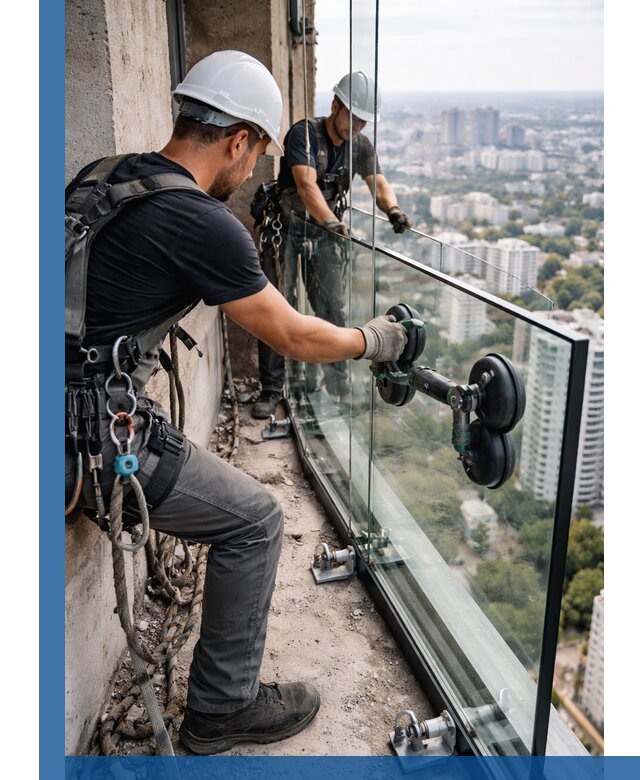 Монтаж стеклянных ограждений под ключ с гарантией в Ессентуках