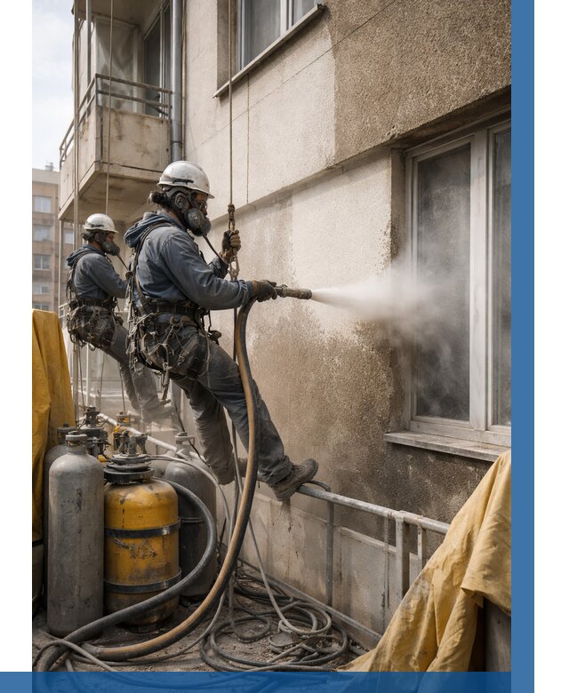 Пескоструйная очистка фасада в Ессентуках от 663 р. | ВЫСОТНИК-Ссн