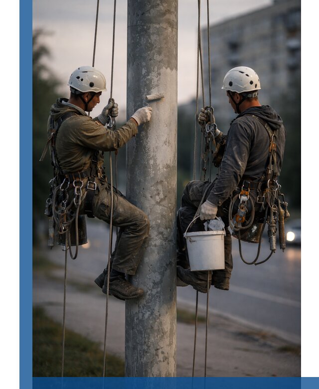 Покраска опор освещения и антикоррозийная защита в Ессентуках